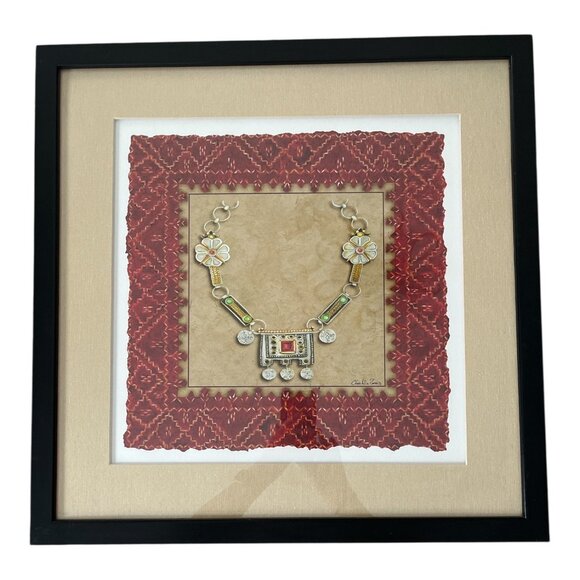 Chariklia Zarris Framed Art Print – Ethnic Style Necklace Design – 21.5” - Picture 1 of 8